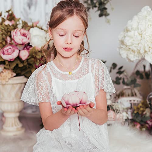 Flower Girl Gift - Thank You For Being My Flower Girl Necklace (Set of 2) Girls' Jewelry Flower Girl Necklace, Flower Girl Gifts from Bride, Gold Foil Gift Card with Message2