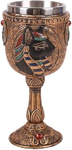 Pacific Giftware Copa de vino de la realeza egipcia Bastet de 7 onzas con inserto de acero inoxidable extraíble