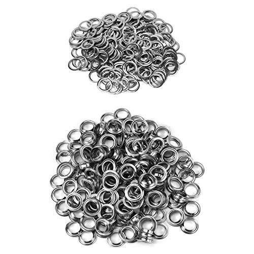 Miniatura 5 de Qwork Kit Ojetes Metalicos, 500 Piezas De Ojetes Y 500 Piezas De Arandela, 10 Mm, Para Ropa, Cuero, Telas, Lona, Plateado