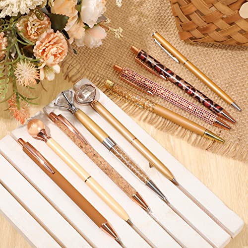 Image of Janmini Metal Crystal Glitter Ballpoint Pen Set 9 Pcs Black Ink Cute Cute Things Novelty Gifts for Women Girls Birthday Home Office (Brown)