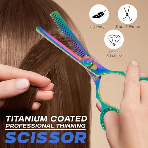 KATX Effilierschere, Professionelle Friseurschere zum Ausdünnen und Schneiden von Haaren, Edelstahl Gezahnte Haarschneideschere für Männer, Frauen und Kinder (6' Multicolor)