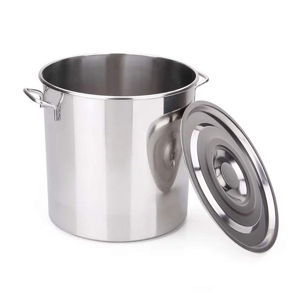 Stainless steel soup pot Large capacity bucket Oil storage barrel Storage bucket (23.7×23.7in-153L/40Gallon)