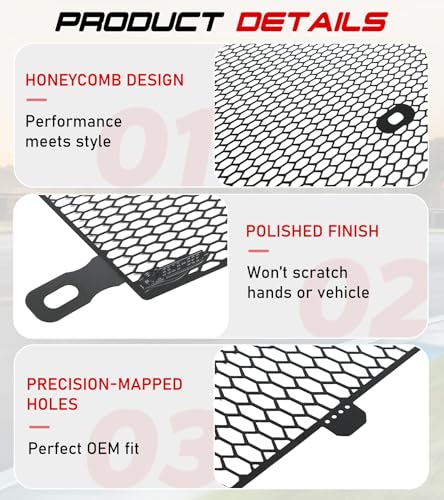 Image of Black Aluminum Front Radiator Grille Guards Fit for Corvette C8 Stingray Z51 2020-2026, OEM Style 2PCS, Front Outer Grill Guard Vents Mesh Set for Coupe, Convertible & HTC