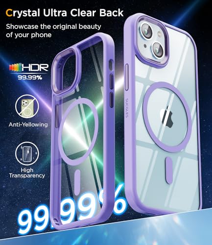 Coque iPhone 15 Plus MagSafe SUCGLES transparente anti-choc et mince