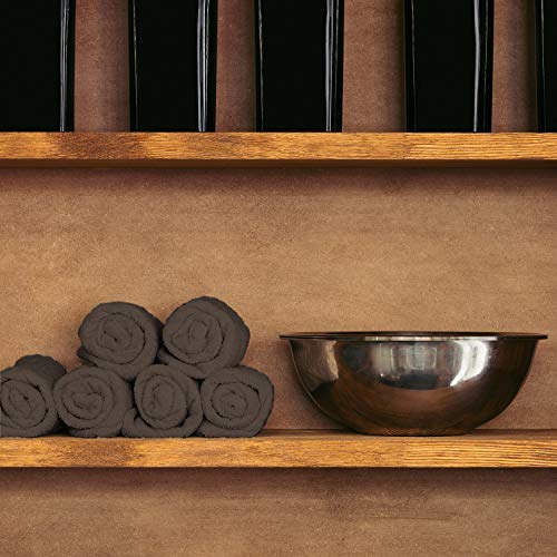 Image of Arkwright Bleach Proof Salon Towels - Pack of 12 - Highly Absorbent, 100% Cotton, Quick Dry Spa Face Towel for Hair Stylist, Barber, Pedicure, and Esthetician, 16 x 27 in, Brown