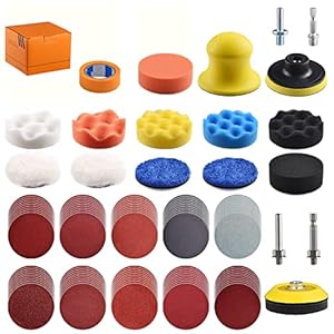 NYNM 120Pack 3 Inch Polishing Pad for Drill Sanding Attachment Variety Kit with 5/16″ and 1/4″ Shanks for Car Buffer Polisher Waxing Sealing Glaze, Sanding Pads Includes 80-3000 Grit