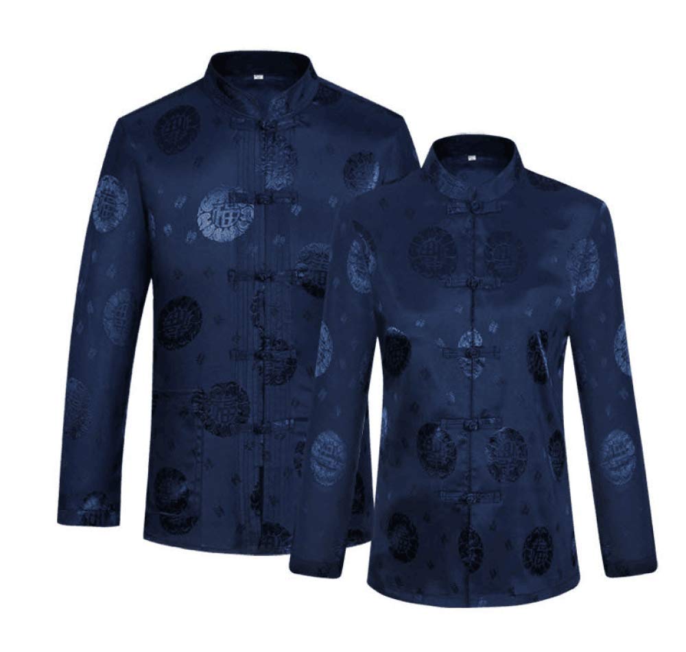 Costume Tradizionale Antico Cinese Arti Marziali Tangzhuang Kung Fu Giacca Abiti Camicia Uomo E Donna,Blue[femalemodels]-XXXL