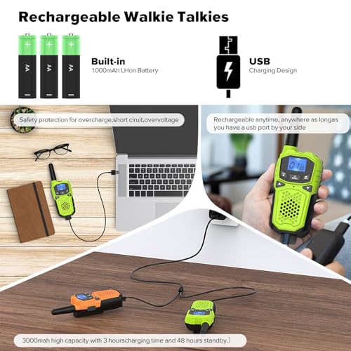 Walkie-Talkies-for-Adults-WokTok-Long-Range-2-Way-Radio-for-Camping-Hiking-Hand-Held-Hiking-Accessories-Camping-Gear-Xmas-Birthday-Gift-for-KidsSOS-SirenNOAA-Weather-Alert4-Radios