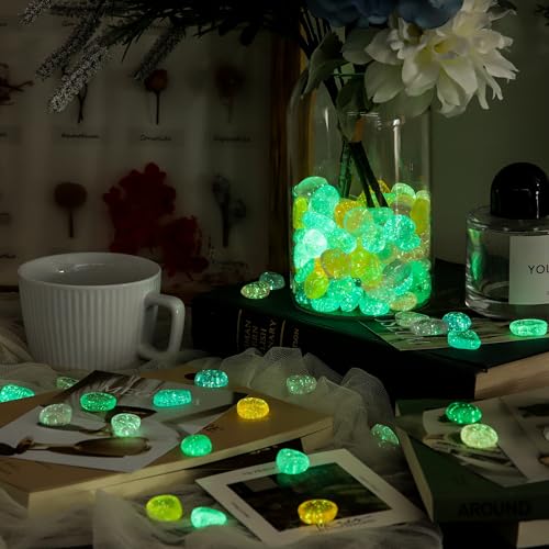 Image of 150 PCS Mix Color Glow Rocks Luminous Stones DIY Pebbles Fairy Garden | OSOPOLA Mix Color Glow Rocks Luminous Stones Fish Tank Accessories DIY Pebbles For Fairy Garden FD05MX150B