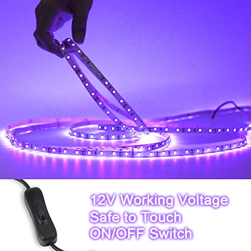 dystaval 10M Schwarzlicht LED Strip, UV LED Strip 33ft UV Schwarzlicht LED Band mit Trafo, 600 Stück 2835-LEDs, 12V 3A Flexible Schwarzlicht Befestigungen für Dekorationsbeleuchtung Partybeleuchtung