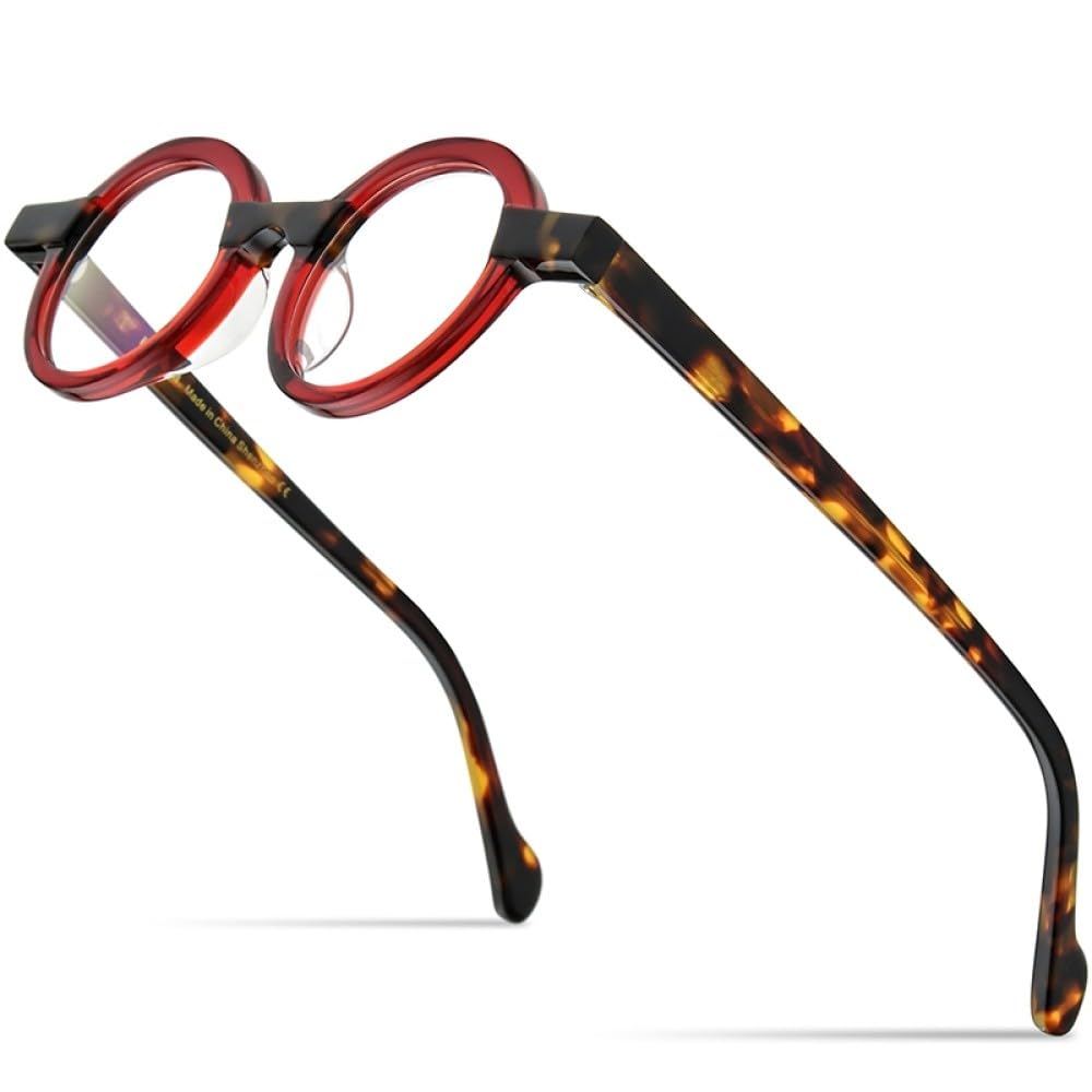 MUTYNE Occhiali da vista in acetato multicolore Montatura da uomo Occhiali da vista rotondi vintage Occhiali da vista da donna