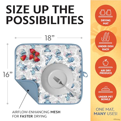 Image of Disney Stitch Dish Drying Mat for Kitchen Counter, 2-Pack, 16 inchx18 inch