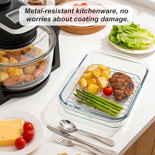 Crisper-Einsatz für Heißluftfritteusen, Ersatz-Crisper-Platte Zubehör Edelstahl 304 für Ninja Crispi Heißluftfritteusen FN090 FN091 FN100 FN101 FN103 Langlebig und Spülmaschinenfest (Silber)