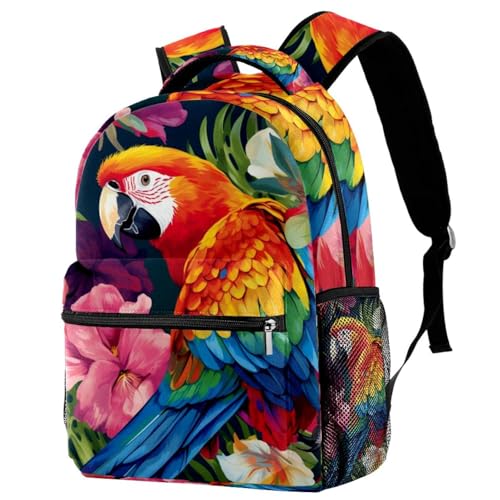 Sac à dos de voyage avec porte-bouteille pour enfant motif perroquet taille unique