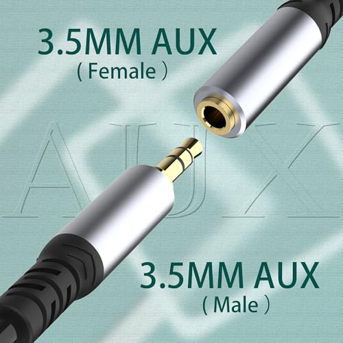Cable auxiliar de extensión 3.5mm macho a hembra 2m miniatura 5