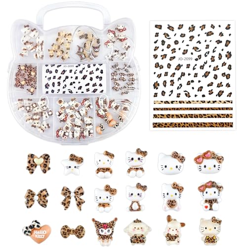GOTPE Cute 3D Nail Charms Cartoon Leopard Print Nail...