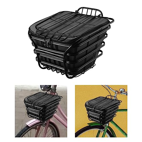 Front Mounted Bike Basket for Shopping and Commuting, Black Flat Tube4