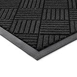 100pointONE Front Door Mat, Heavy Duty Indoor Outdoor Doormat, 60' x 36' Low Profile Outdoor Mats for Home Entrance, Stain and Fade Resistant Welcome Mat Ideal for High Traffic Area, Diamond Black