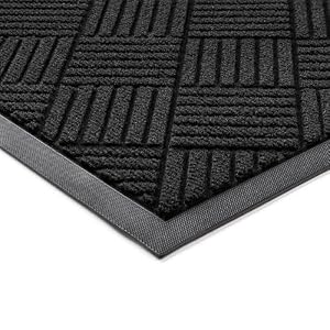 100pointONE Front Door Mat, Heavy Duty Indoor Outdoor Doormat, 60″ x 36″ Low Profile Outdoor Mats for Home Entrance, Stain and Fade Resistant Welcome Mat Ideal for High Traffic Area, Diamond Black