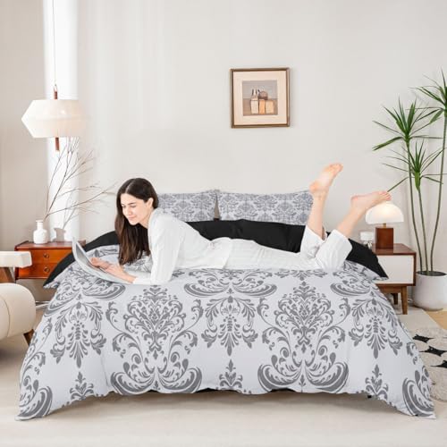 Housse de couette gothique et taies d'oreiller gris clair pour chambre d'enfant - 3