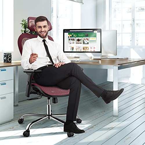Ergonomic Home Office Desk Chair, Adjustable Headrest And Lumbar Support Executive Chair, High Back Mesh Computer Swivel Rolling Chair With Arms For Adults #TOP7