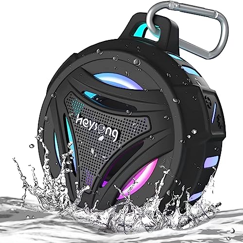 HEYSONG Shower Speaker, Waterpoof Portable Bluetooth Speakers Wireless with LED Lights, IP67, 36H Playtime, Rich Bass Small Speaker Bluetooth for Camping, Kayak, Beach, Bathroom, Travel, Gifts for Men HEYSONG Shower Speaker, Waterpoof Portable Bluetooth Speakers Wireless with LED Lights, IP67, 36H Playtime, Rich Bass Small Speaker Bluetooth for Camping, Kayak, Beach, Bathroom, Travel, Gifts for Men