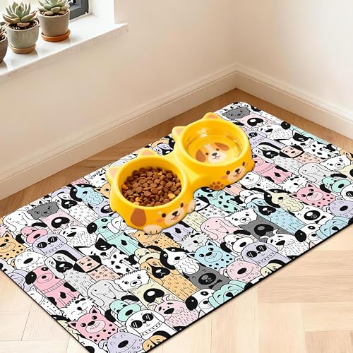 Pet Feeding Mat for Floors Waterproof Dog Mat for Food and Water Absorbent Quick Dry Non Slip mat for Cat Bowls