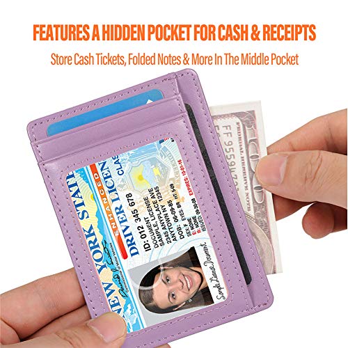 Image of GH GOLD HORSE Slim RFID Blocking Card Holder Minimalist Leather Front Pocket Wallet for Women | Slim