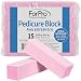 ForPro Pink Pedicure Block, 100/180 Grit, Three-Sided Pedicure Nail Buffer, 3.5” L x 1” W x 1.25” H, 15Count