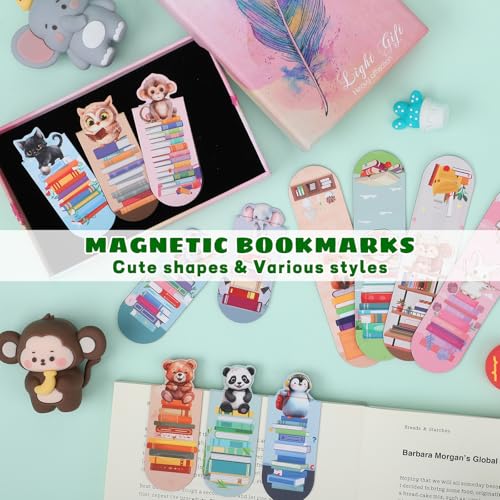 12 Stück Magnetische Lesezeichen Kinder, Kindergeburtstag Gastgeschenke 5 6 7 8 9 10 Jahre Tiere Magnetlesezeichen Kleine Geschenke Schultüte Füllung für Junge Mädchen