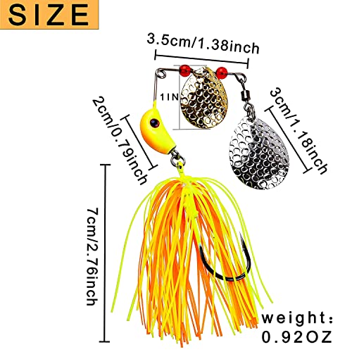 Bass Fishing Spinner Bait Lures, Hard Metal Spinnerbaits Jig Lure Mixed Colors Buzzbait Swimbaits Bass Trout Salmon Pike Freshwater Saltwater (12Pcs) #TOP2