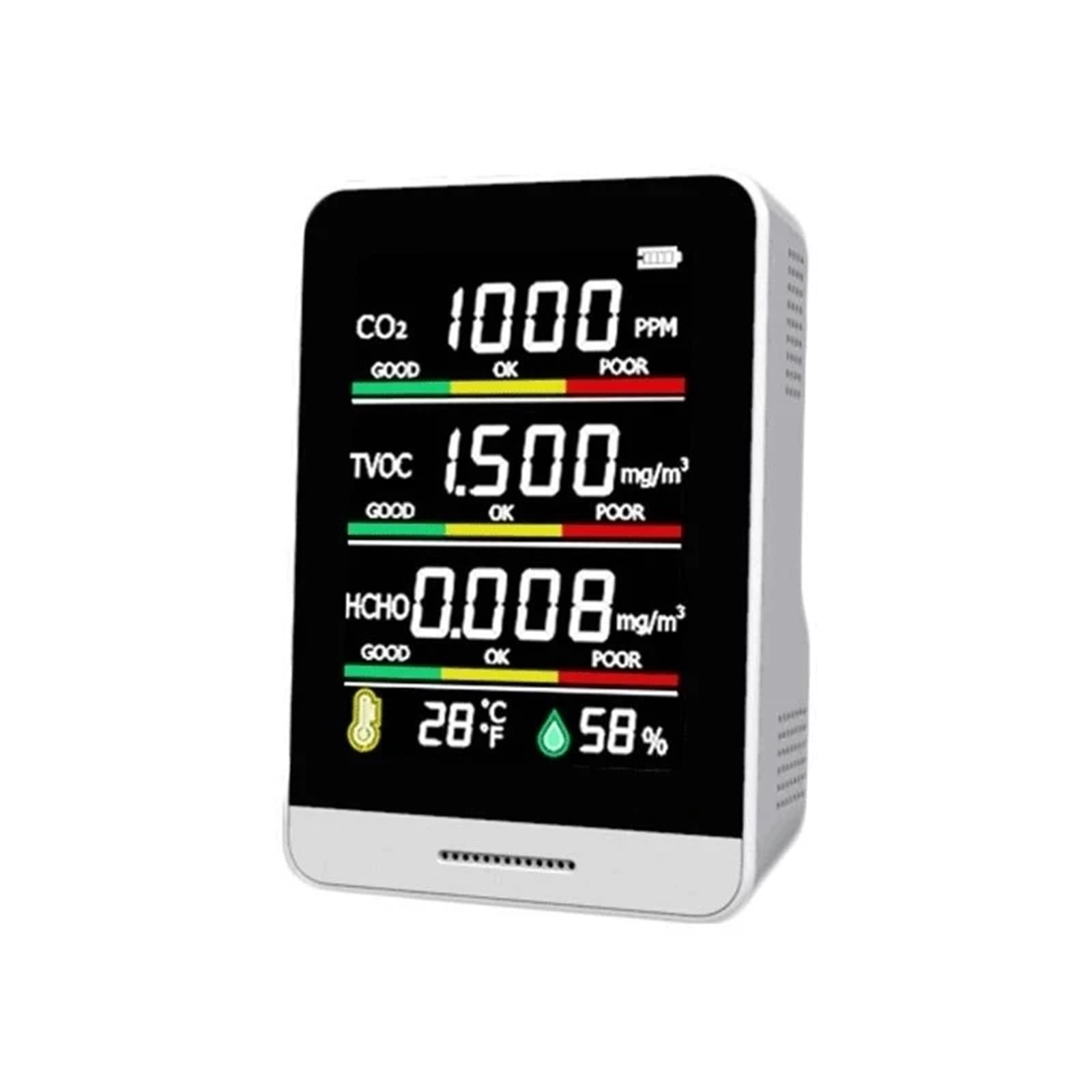 Monitor della qualità dell'aria, Misuratore di CO2 5 in 1, sensore di temperatura e umidità digitale, monitor a qualità 'aria