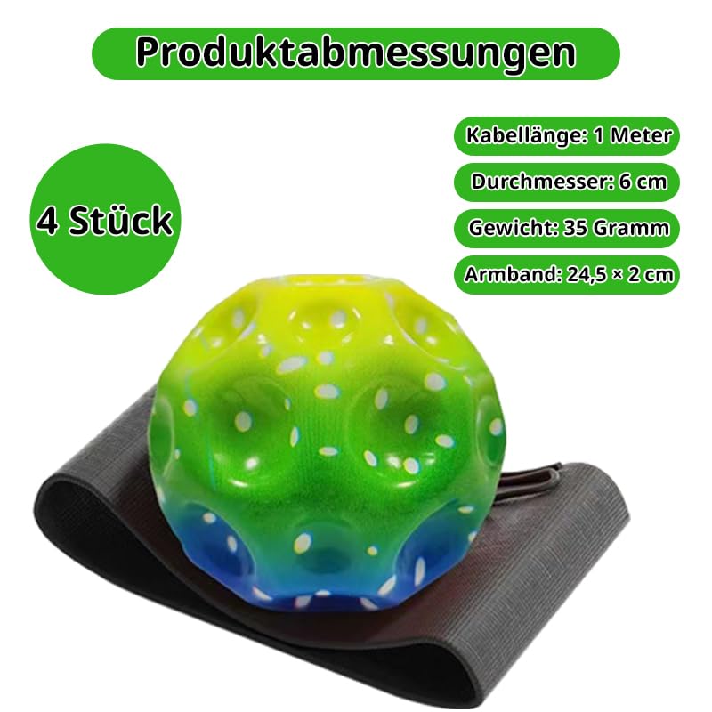 Funalix 3 Stück Moonball Mit Schnur Kinder, Bunte Bouncing Bälle An Schnur - Springball Spielzeug für Outdoor Spiele, Familienspiele und Stressabbau (6cm/Bunt)