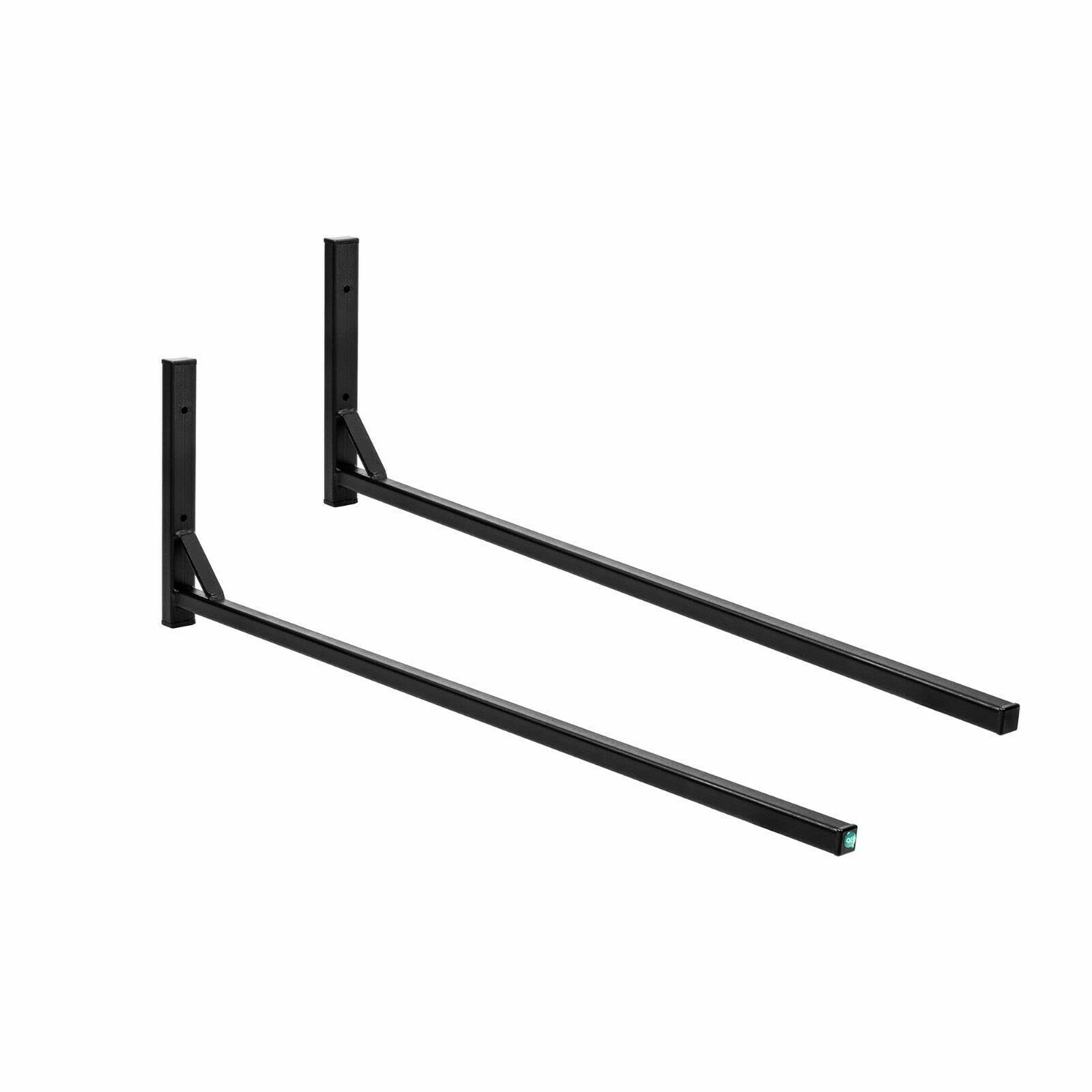 Supporto a parete per box da tetto da 82 cm WSB O nero in acciaio per la conservazione di bauletti da tetto, attrezzi da giardino scatole portatutto per sport tavole da surf e iSUP