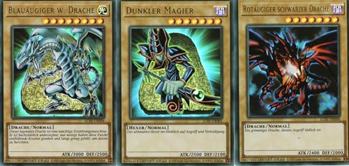 Juego de iniciación – Legendary Collection: 25th Aniversary Edition – Mago Oscuro – Dragón de ojos azules W. Dragón – Dragón negro de ojos rojos – Ultra raro – Alemán – Near Mint – con protección de