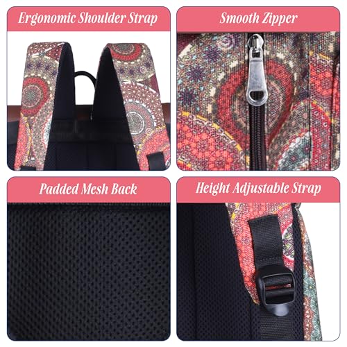 Image of Protecta Prisma Floral Printed Laptop Backpacks for Women and Men Fits 16Inch MacBooks Water-Repellent Bag for Office Collage and Travelling Print Padded Sleeve Lightweight Durable Design 18L