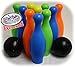 Matty's Toy Stop 10 Pin Multi-Color Deluxe Plastic Bowling Set for Kids with Storage Rack - 12 Pieces Total (10 Pins & 2 Bowling Balls)