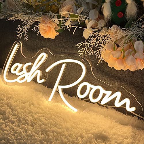 Image of Lash Room Neon Sign For Spa Beauty Room Nail Brows Lashed Salon Studio LED Wall Art Decor For Business Stores Logo Barber Shops Led Word Indoor Custom Neon Lights 5V USB Powered Warm White 40x14.55cm