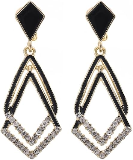 Aros de clip para mujer, negros, sin perforación, para bodas y eventos