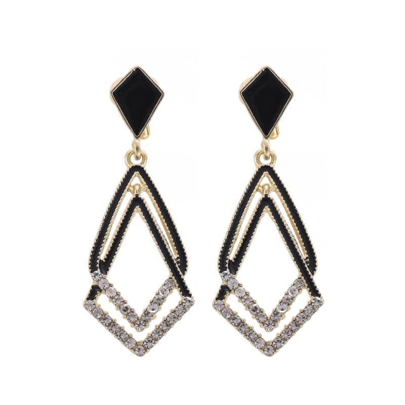 Women's Black Ear Clips Clip On Earrings Non Pierced Earrings for Brides, Bridesmaids, Prom and Wedding