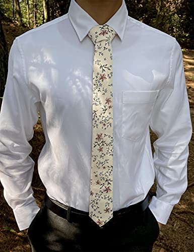 Image of Kebocis Mens Skinny Cotton Floral Tie for Men