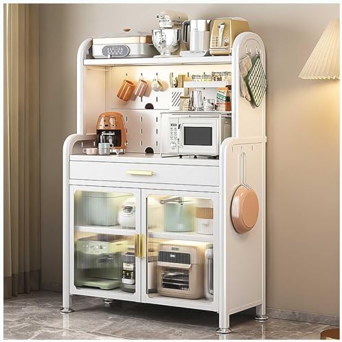 5-Tier Kitchen Bakers Rack with Drawer, Adjustable Shelf & Pegboard Organizer, Coffee Cabinet & Pantry Hutch, Sturdy Storage Solution for Home Kitchen, Long-Lasting Durability