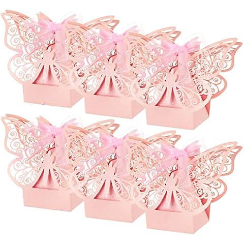 Kesote Geschenkbox Hochzeit Gastgeschenk Box Klein Schachtel Taufe Karton Schmetterling Tischdeko Party Deko Cover