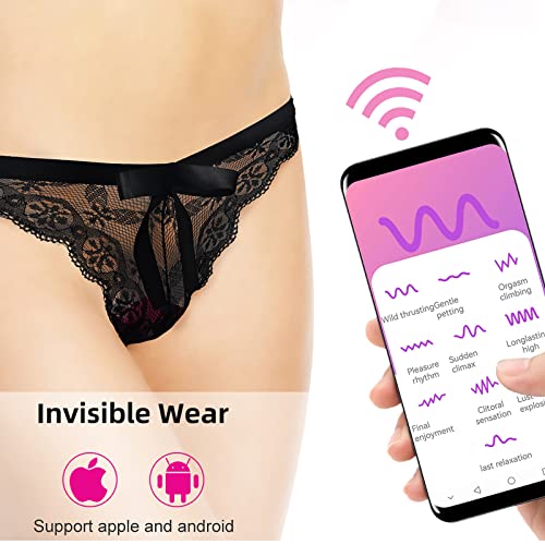 TYDAY 2 Stück Damen tragbarer Vibrator und schwarzes Spitzenhöschen Set Klitoris-Vibrator mit APP-Fernbedienung Bullet Vibrator Masturbation Sexspielzeug – Bild 3