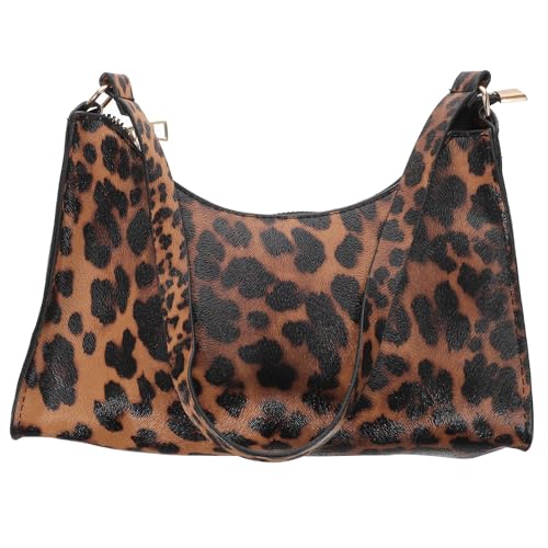 HOMSFOU Bolso Bandolera de Hombro para Mujer en Pu Estampado de Leopardo, Bolso de Mano Pequeño Cierre de Cremallera, Bolsa de Moda para Uso Diario, Viajes y Compras