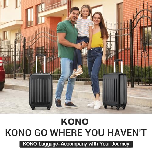 Kono 20-Inch Small Hardside Carry-on Suitcase with Spinner Wheels, Lightweight Rolling Cabin Suitcase for Airplane Travel (Black, for 1-3 Days of Travel)4