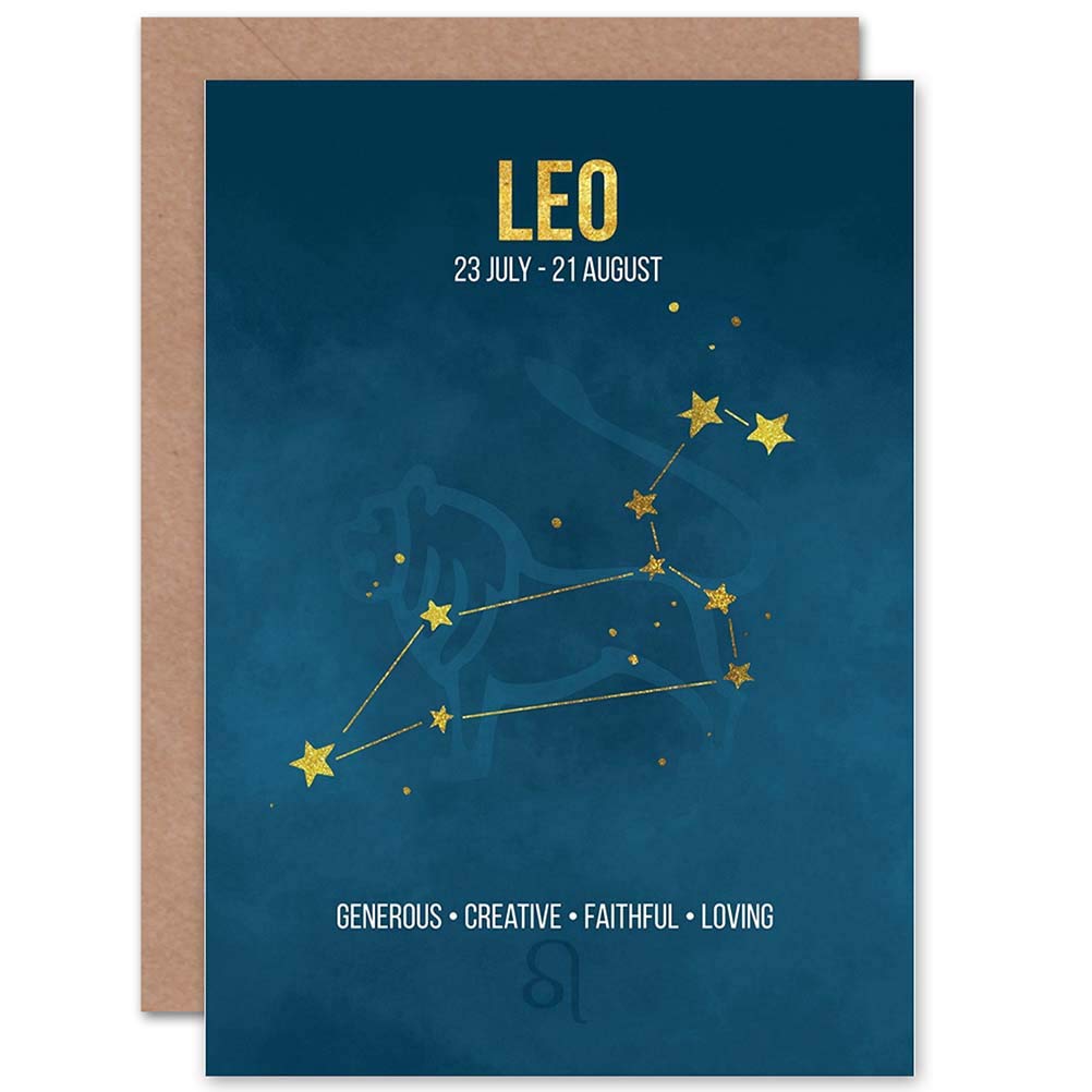 Wee Blue Coo Leo Birthday Card - Zodiac Star Sign Astrology Blue