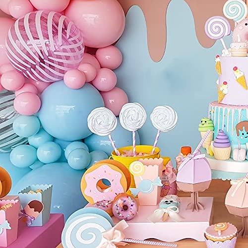 36" Macaron Blue Latex Balloons 2pcs Large Round 24" Macaron Blue Balloons 4pcs for Birthday Baby Shower Pastel Rainbow Party Ice Cream Kit Decorations