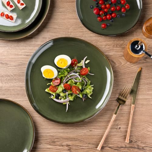 Image of AmorArc Ceramic Dinnerware Sets for 4, 12Pcs Plates and Bowls Sets Dishes | Stoneware Handmade Reactive Glaze Dinner Set, Highly Scratch Resistant | Dishwasher & Microwave Safe Dishware
