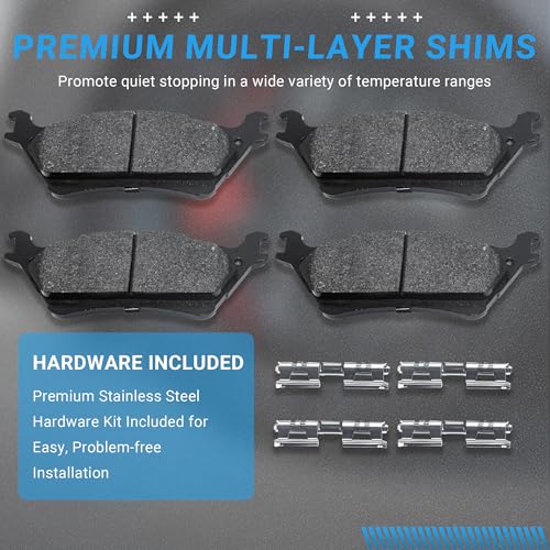 Image of Brake Pads Rear Set Compatible with 2012-2020 Ford F-150 Automotive Replacement Rear Brakes Semi-Metallic D1602